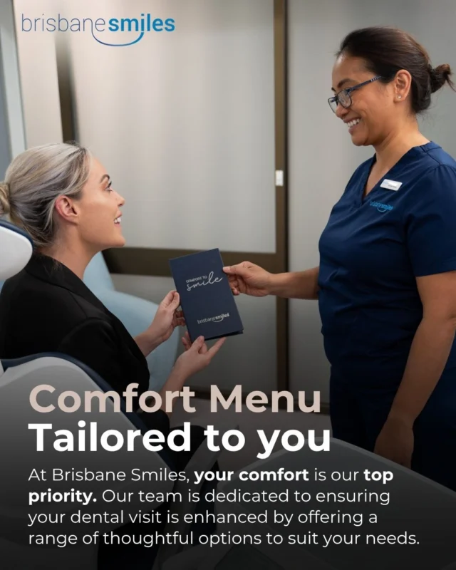 Discover Comfort at Brisbane Smiles 💙 Every detail of your visit is tailored to your needs because we believe that your dental journey should be as unique as your smile!
Our Comfort Menu offers options to help you feel relaxed during your visit. From your choice of entertainment to cosy blankets and soothing music, we create a calming environment tailored just for you. We are here to make your experience as pleasant as possible!
Book your appointment today via the link in our bio or call our team on 3870 3333 ✨
#BrisbaneSmiles #ComfortMenu #BrisbaneDentist