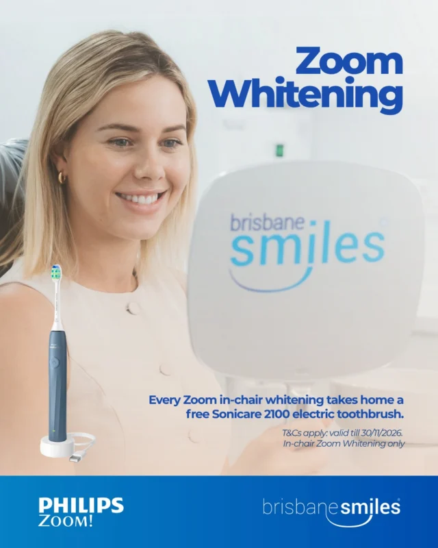 ☀️ Summer is just around the corner, and with holidays, celebrations and catch-ups on the calendar, there's never been a better time to brighten your smile.

For a limited time, enjoy our Whitening Special* with Philips Zoom!:
✨ FREE Brisbane Smiles Whitening Consultation 
✨ FREE Sonicare 2100 electric toothbrush from Philips
✨ Professional Philips Zoom! teeth whitening
✨ Experience a smile up to 8 shades whiter
 
Book your consultation at www.bsmiles.au or phone our team on 3870 3333 today to walk away with a brighter, more confident smile in just one appointment.

*T&Cs apply: Philips Zoom! Promotion ends 30/11/26 | claims must be submitted to Philips by 31/12/26 | in-chair Zoom whitening only | product HX4021/02 (RRP $99.95)

⚠️ Treatment outcomes differ for each individual and cannot be guaranteed. All photos and videos feature actual patients and are for informational purposes only. All surgical or invasive procedures carry risks. Before proceeding, consult a qualified health practitioner and seek a second opinion. Go to bsmiles.au/txinfo to learn about potential risks and important treatment considerations.